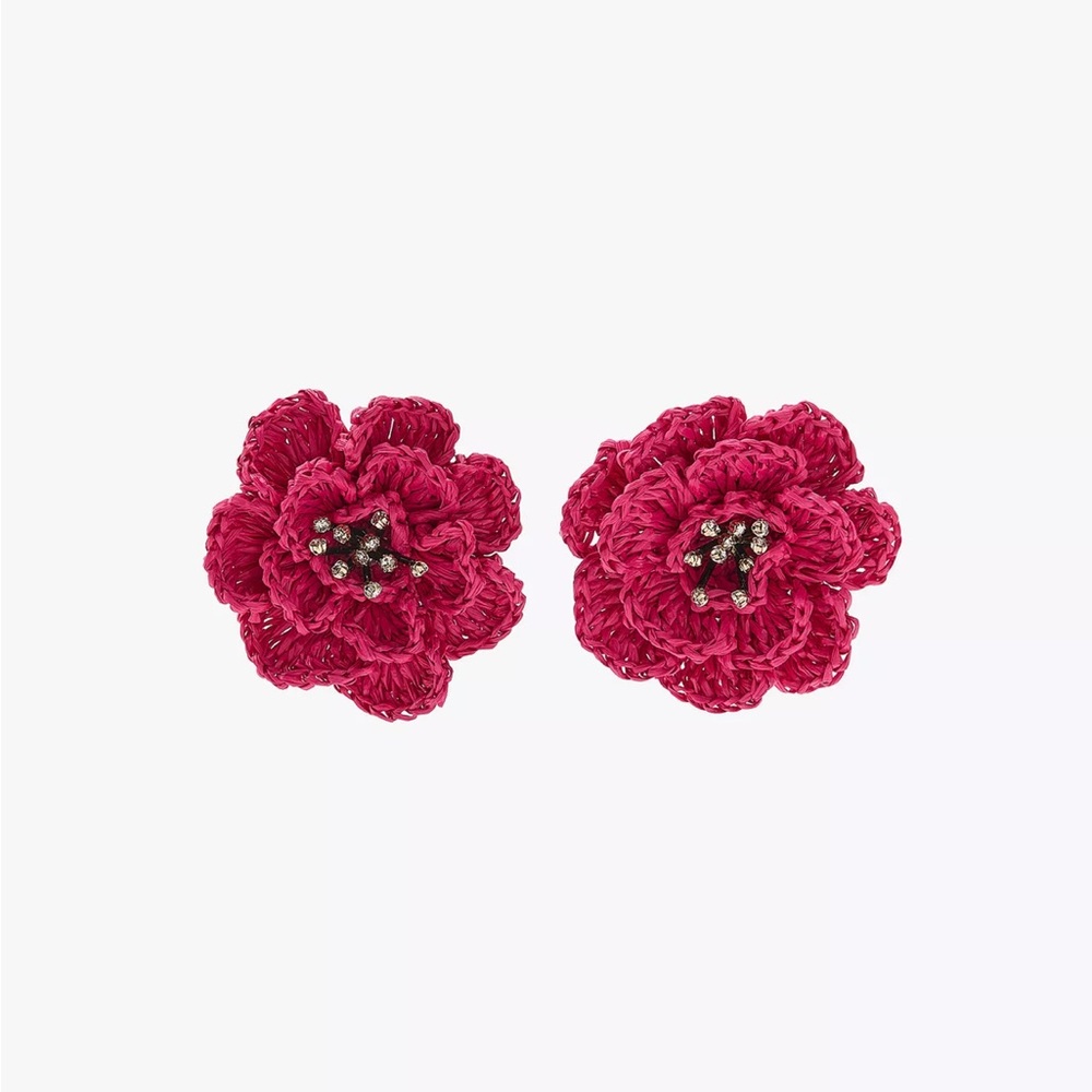 Zara raffia flower earrings